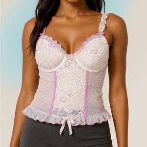 Native Intimates Lace Floral Bustier Coquette Corset Underwire Valentines Tank